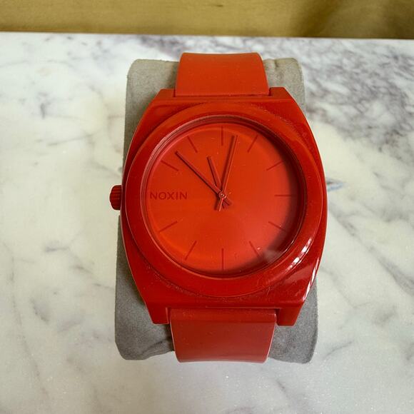 Nixon Men's The Time Teller P Red Dial Red Plastic Strap Watch - Picture 1 of 8